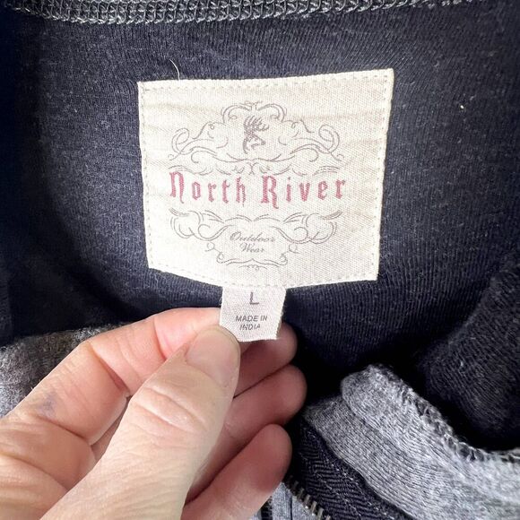 North River Raw Hem Long Sleeve 1/4 Zip Shirt Mens Size Large - Picture 8 of 11